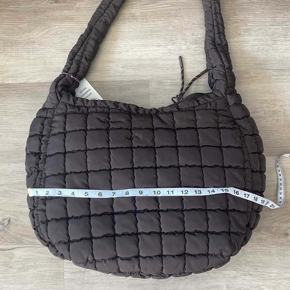 Urban Fit by Urban Expressions Quilted Puffer Hobo Carry All Tote in Brown - Picture 6 of 14